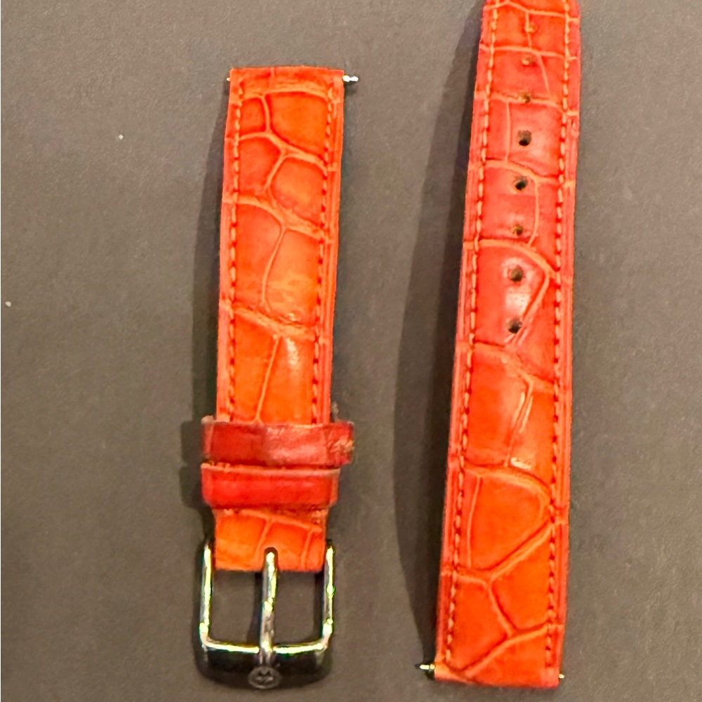 Michele orange alligator watch strap band